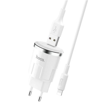 Мережевий зарядний пристрій Hoco C37A USB 2.4A Lightning 1м White