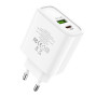 Мережевий зарядний пристрій Hoco C57A PD QC 3.0 USB-C 3.1A без кабелю, White