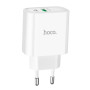 Мережевий зарядний пристрій Hoco C57A PD QC 3.0 USB-C 3.1A без кабелю, White