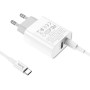 Мережевий зарядний пристрій Hoco C80A USB, 3.1A PD, QC3.0 18W Type-C-Type-C 1m, White