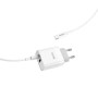 Мережевий зарядний пристрій Hoco C80A USB, 3.1A PD, QC3.0 18W Type-C-Type-C 1m, White