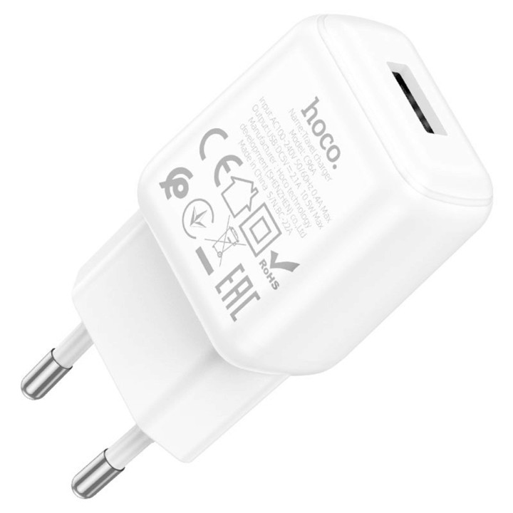 Сетевое зарядное устройство Hoco C96A Charger  2.1A кабель Type-C, White
