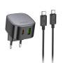 Сетевое зарядное устройство Hoco CS32A Type-C / USB QC3.0 PD20W с кабелем Typy-C to Type-C, Black