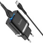 Мережевий зарядний пристрій Hoco N1 USB 2.4A Lightning 1m, Black