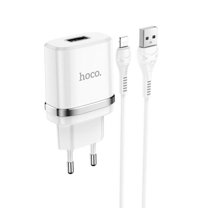 Мережевий зарядний пристрій Hoco N1 USB 2.4A Lightning 1m