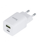 Мережевий зарядний пристрій HOCO N13 USB/Type-C PD30W QC3.0 cable Type-C to Lightning 1m, White