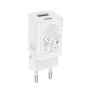 Мережевий зарядний пристрій HOCO N13 USB/Type-C PD30W QC3.0 cable Type-C to Type-C 1m,  White