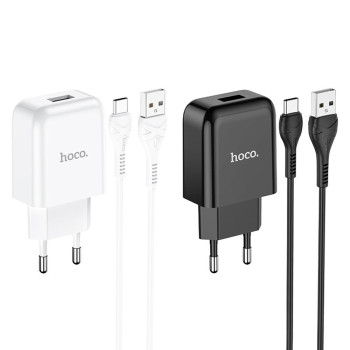 Мережевий зарядний пристрій Hoco N2 USB 2.1A Type-C 1m