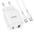 Мережевий зарядний пристрій Hoco N5 USB QC3.0 3A, Type-C PD 20W - Type-C 1 m, White