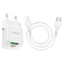 Сетевое зарядное устройство Hoco N20 Prestige PD20W QC3.0 USB 3.0A Type-C с кабелем Type-C to Lightning 1m, White