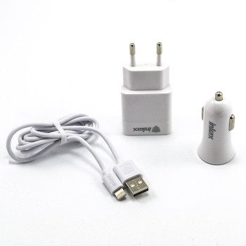 Зарядний пристрій Inkax CD-43 (мережевий + автомобільний) 1A Lightning, White