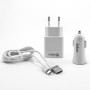 Зарядний пристрій Inkax CD-43 (мережевий + автомобільний) 1A Micro-USB, White