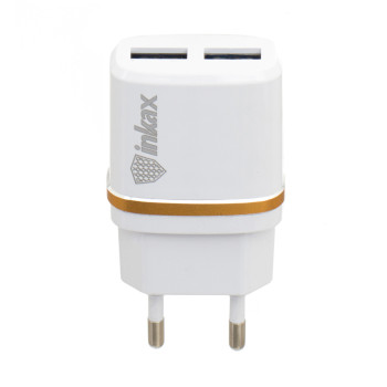 Мережевий зарядний пристрій Inkax CD-11 2USB 2.1A, без кабеля White