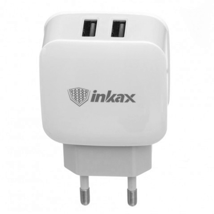 Мережевий зарядний пристрій Inkax CD-28 2 USB 2.1A Lightning 1м, White