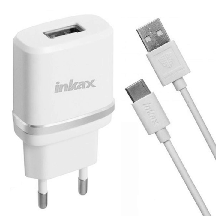Сетевое зарядное устройство Inkax CD-44 USB 1A Type-C 1м, White
