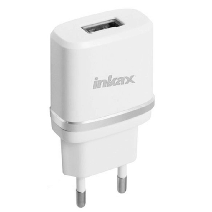 Мережевий зарядний пристрій Inkax CD-44 USB 1A, без кабеля, White