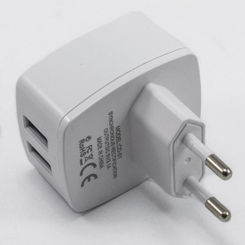 Мережевий зарядний пристрій Inkax CD-51 2USB 3.1А без кабеля White