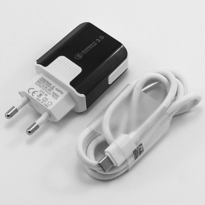 Мережевий зарядний пристрій MobiLand HZXD-064 QC 3.0 USB 3.1А, Type-C 1м, Black