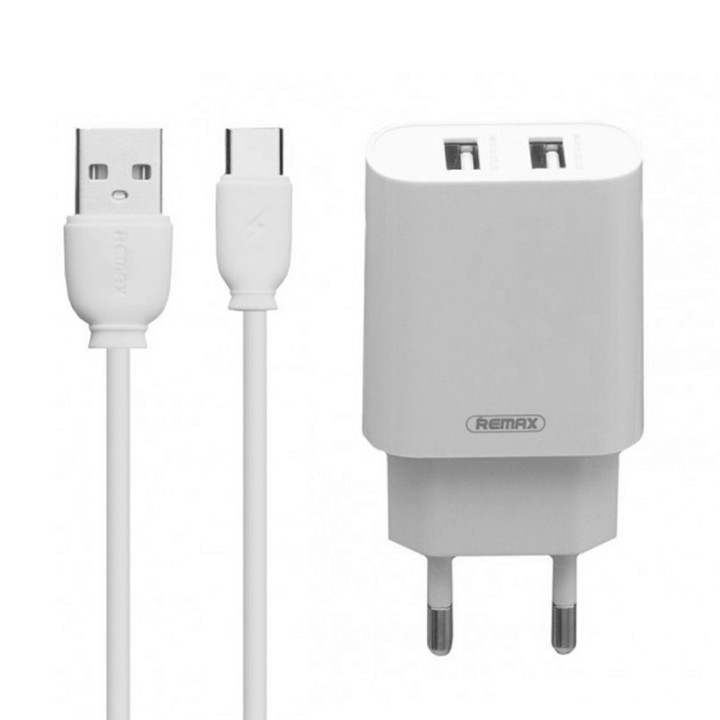 Сетевое зарядное устройство Remax RP-U35 2 USB 2.1A Type-C 1м, White