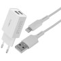 Сетевое зарядное устройство WK WP-U56i 2USB 2A с кабелем Lightning, White