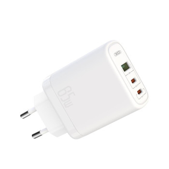 Сетевое зарядное устройство XO CE04 PD 65W+QC 45W (2Type-C/1USB), White