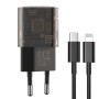 Сетевое зарядное устройство XO CE05 PD30W+QC3.0 18W (1USB/1Type-C) + Type-C - Lightning, Brown