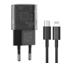 Мережевий зарядний пристрій XO CE05 PD30W+QC3.0 18W (1USB/1Type-C) + Type-C - Lightning, Brown