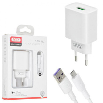 Сетевое зарядное устройство XO CE02D QC 3.0 18W cable MicroUSB, White