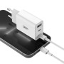 Сетевое зарядное устройство XO L101 с кабелем Micro USB 1USB / 2Type-C QC3.0 20W, White