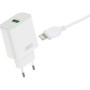 Мережевий зарядний пристрій XO L103 QC3.0 (1USB/3A) + USB - Lightning, White