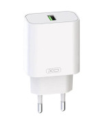 Мережевий зарядний пристрій XO L103 QC3.0 (1USB/3A) + USB - Type-C, White