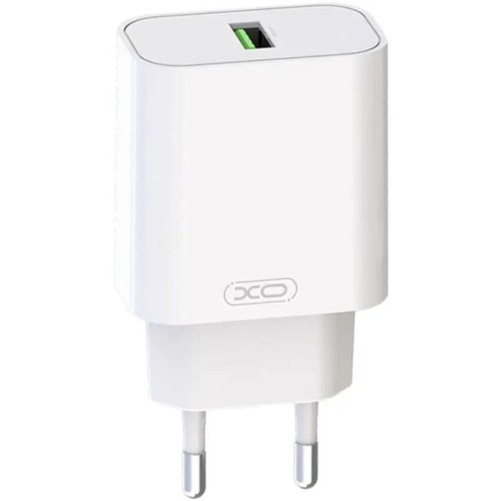 Мережевий зарядний пристрій XO L103 QC3.0 (1USB/3A) + USB - Type-C, White