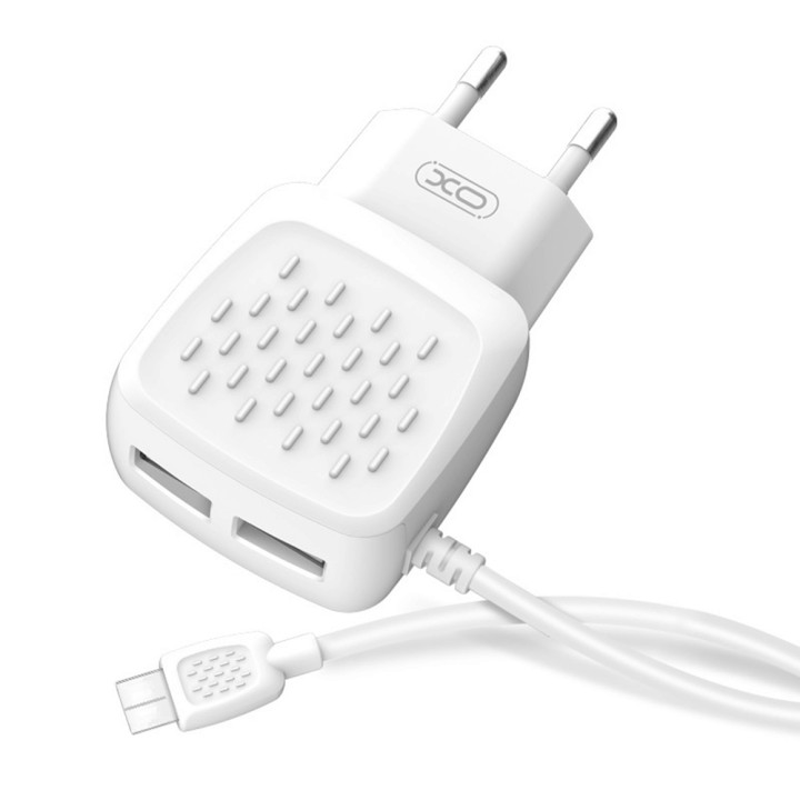 Сетевое зарядное устройство XO L51 2 USB 2.1A Type-C 1м, White