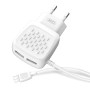 Сетевое зарядное устройство XO L51 2 USB 2.1A Type-C 1м, White