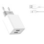Сетевое зарядное устройство XO L65 (2USB/2.4A) + USB - Type-C (30pc), White