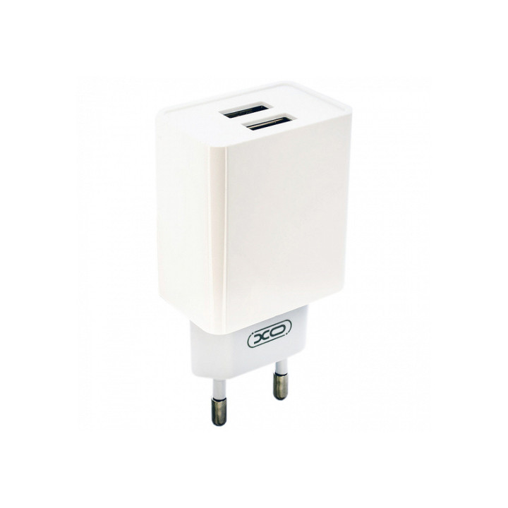 Сетевое зарядное устройство XO L65 (2USB/2.4A) + USB - Type-C (30pc), White
