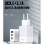 Сетевое зарядное устройство XO L72 18W QC3.0 3USB 3А cable Lightning, White