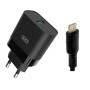 Мережевий зарядний пристрій XO L63 USB 2.4A QC3.0 Lightning 1м