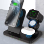 Бездротовий зарядний пристрій XO WX018 для смартфонів, навушників з технологією Qi, Apple Watch, Black