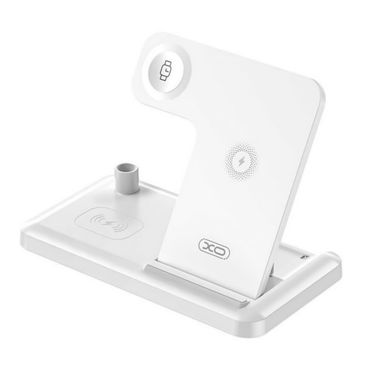 Бездротовий зарядний пристрій XO WX033 15W для смартфонів, навушників з технологією Qi, Apple Watch, стилусів, White