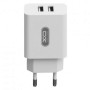 Сетевое зарядное устройство XO L17 2 USB 2.1A Micro 1м, White