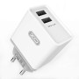 Сетевое зарядное устройство XO L31 2 USB 2.4A lightning 1м, White