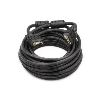 Видео кабель PowerPlant VGA-VGA Double ferrites 10м, Black