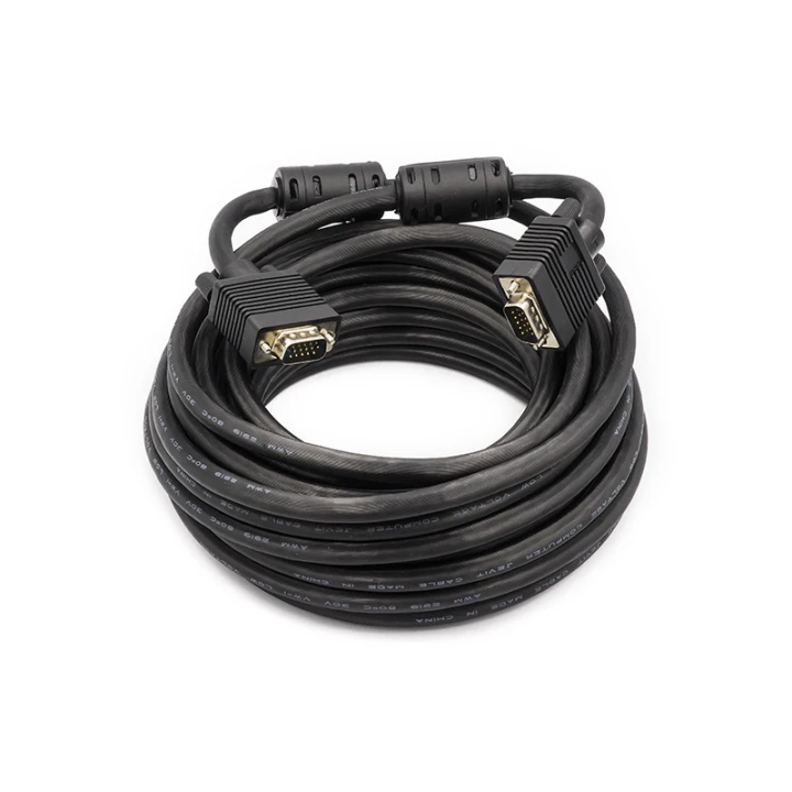 Відео кабель PowerPlant VGA-VGA Double ferrites 10м, Black