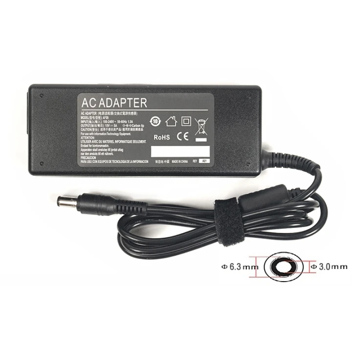Блок живлення для ноутбуків PowerPlant TOSHIBA 220V, 15V 75W 5A (6.3 х 3.0)