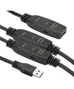 Активний подовжувач PowerPlant USB 3.0 AM – AF, 20 м, Black
