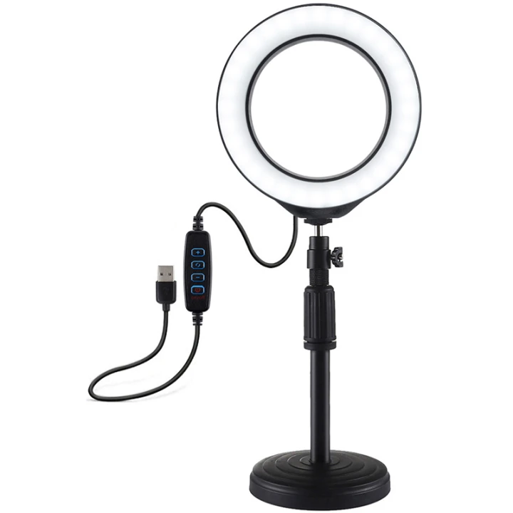 Кільцева USB LED лампа Puluz PU392 6.2" + настільне кріплення, Black