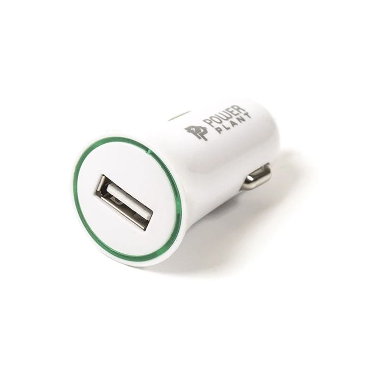 Автомобильное зарядное USB-устройство PowerPlant 2.1A, White