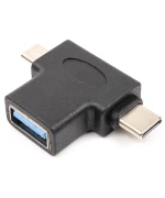 Переходник PowerPlant USB 3.0 Type-C, microUSB (M) – USB 3.0 OTG AF