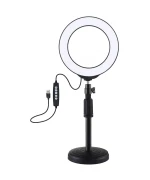 Кільцева USB RGBW LED лампа Puluz PKT3047B 6.2" + настільне кріплення, Black